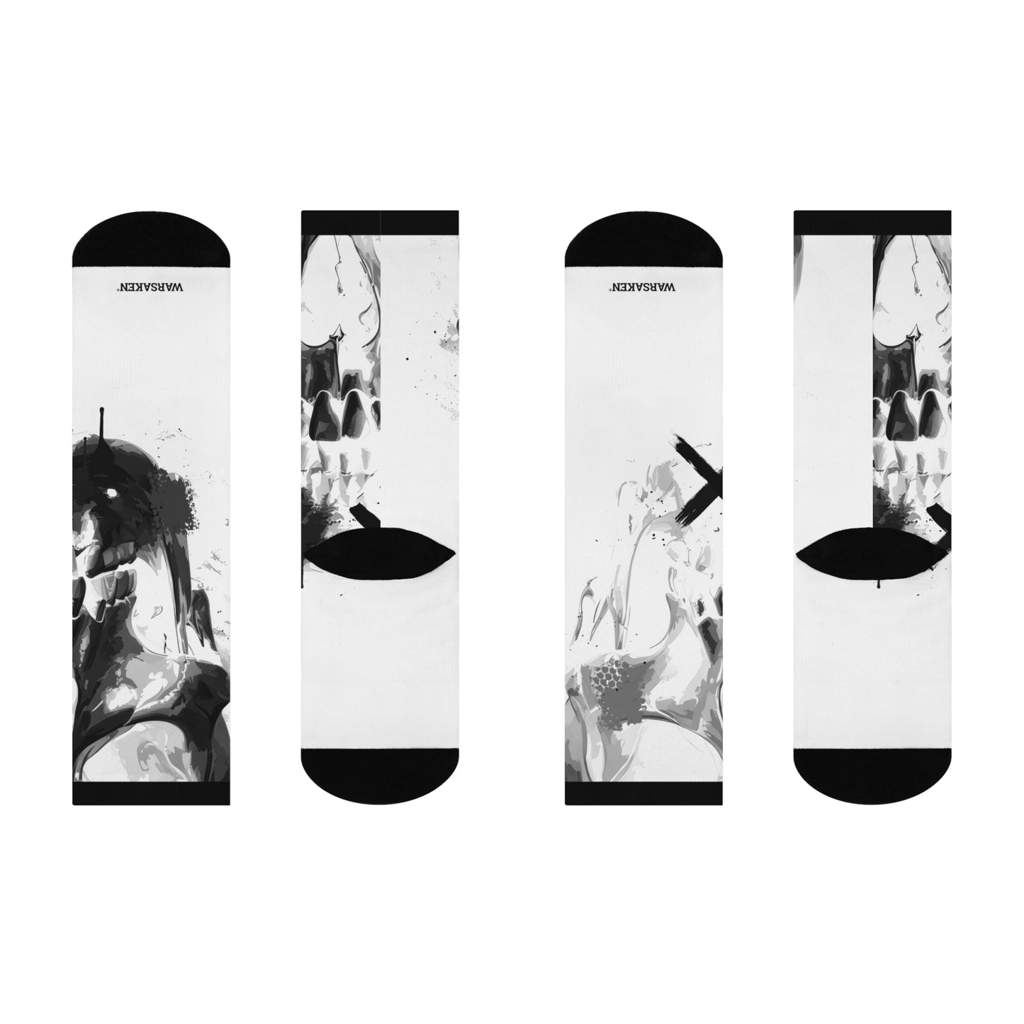 Unisex Warsaken® Socks : Heavy Skull : Heavy White