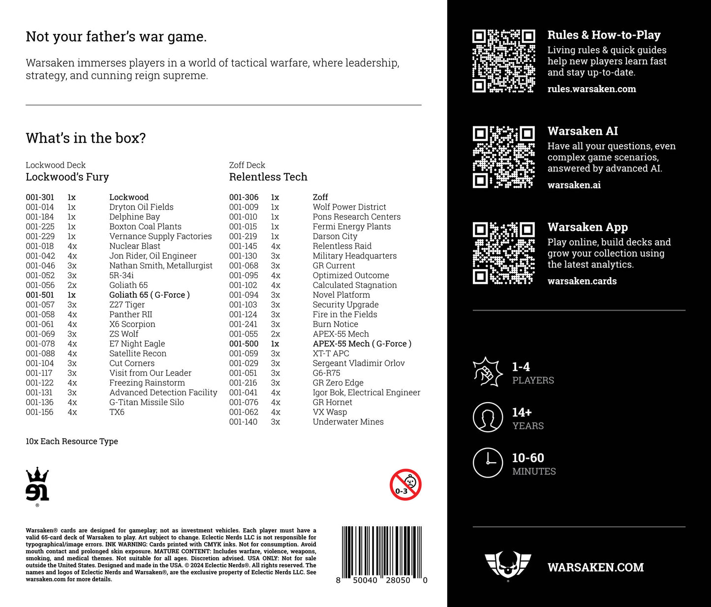 Warsaken® Battle Bundle : Lockwood vs Zoff